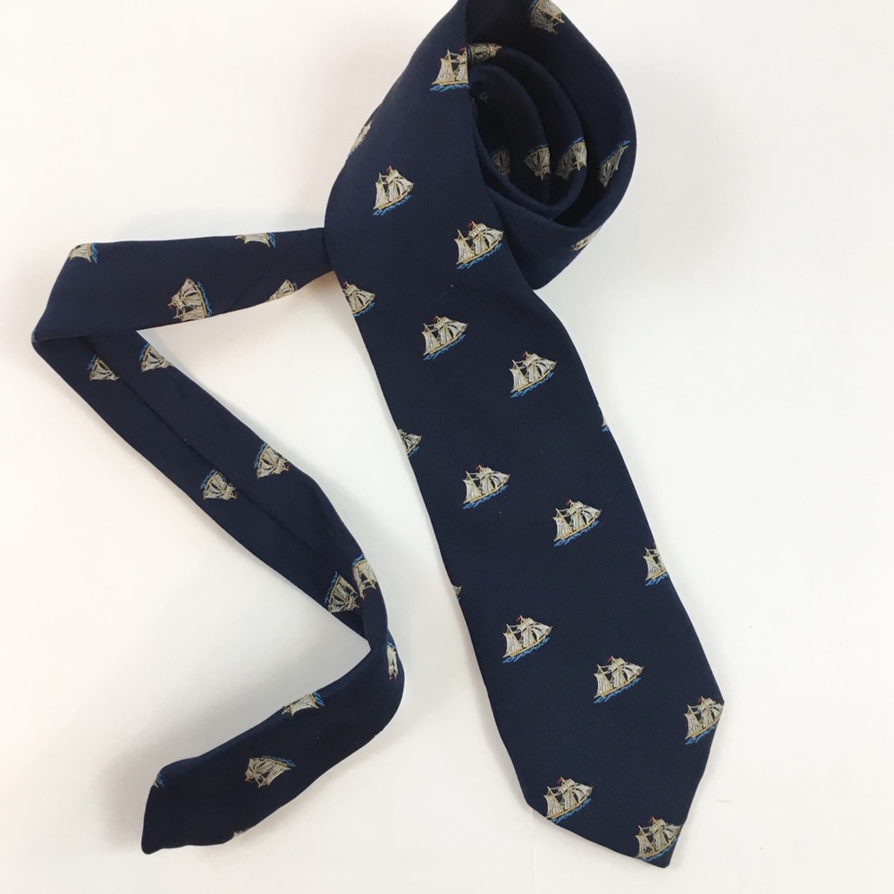 Navy Sailboat Print Tie